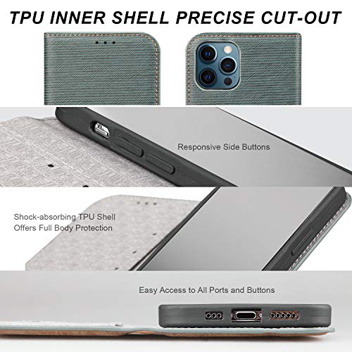 Wenbelle For Iphone 12 Pro Max Wallet Case, Blazers Series,Stand Feature,Premium Soft Pu Color Matching Leather Cover Flip Cases Compatible With Iphone 12 Pro Max (6.7 Inch) 5G (Gray) #TOP5
