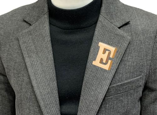 Image of vmcoatdu A-Z Initial Pins 26 Letters Pins 18K Gold Plated and Silver Tone Metal Brooch Breastpin Badge