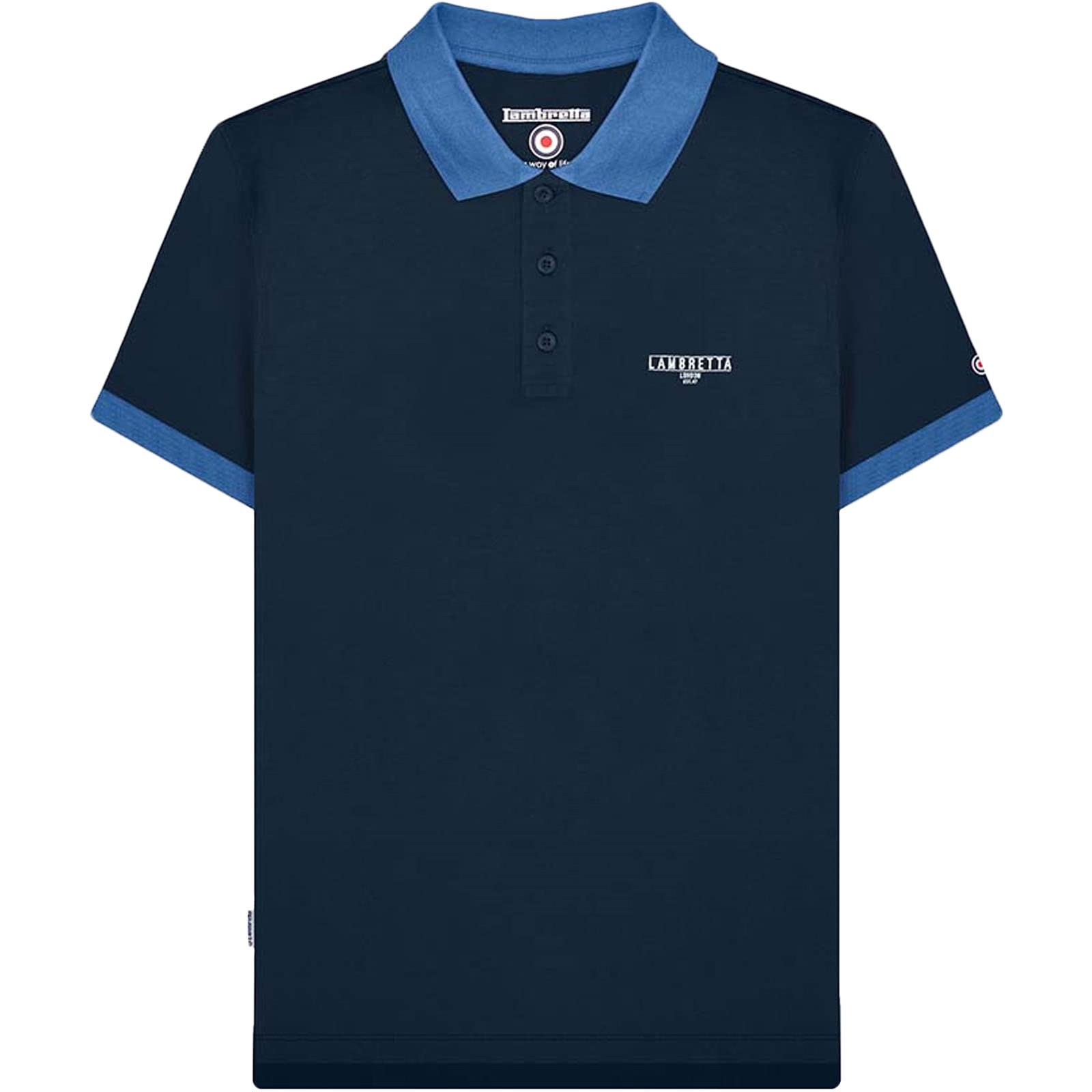 Lambretta Men's Navy Originals Contrast Collar Short Sleeve Polo Shirt - 4XL