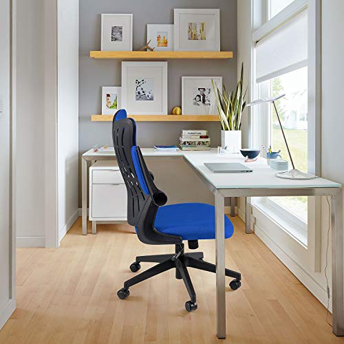 Furmax Office Desk Chair With Flip Up Arms, Mesh Mid Back Computer Chair Swivel Task Chair With Ergonomic Lumbar Support (Blue) #TOP1