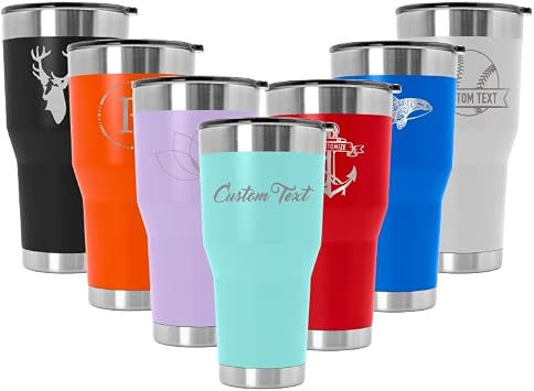 Tempercraft 28 oz Vacuum Insulated Tumbler | Custom Laser Engraved Options | Stainless Steel, Double-Walled Travel Mug Aqua - Custom