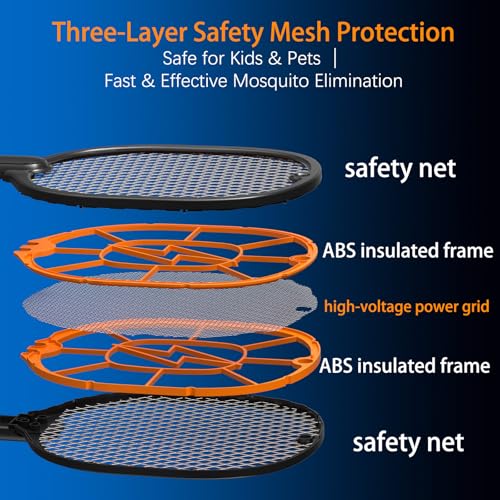 Image of 2-Pack Electric Fly Swatter - Battery Powered Mosquito & Bug Zapper Racket with Safe Mesh & Wall-Mount Design for Indoor and Outdoor Use (Black & Gray)