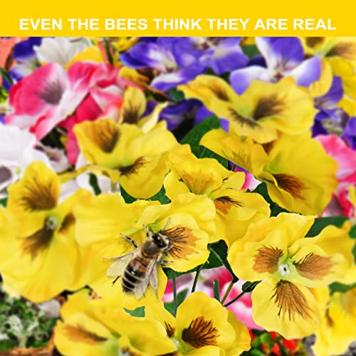 Houele Artificial Pansy Flowers 6Pcs Outdoor Uv Resistant Fake Plants Faux Plastic Wild Flowers In Bulk For Windows Garden Patio Planter Porch Decor(Mixed Color) #TOP3