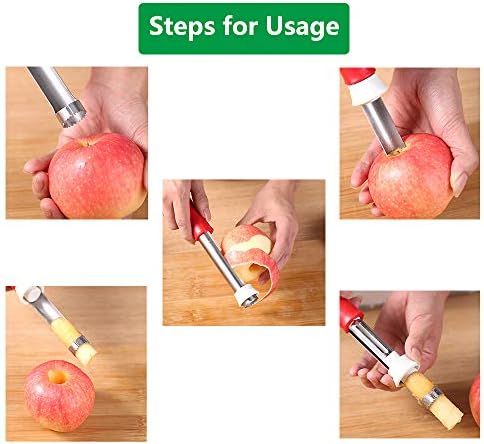 2 in 1 Apple Corer and Peeler, BTFLKNS Newness Multifunction Kitchen Tool, Food Grade Stainless Steel Apple, Pear, Fruit Core Remover and Vegetable Peeler(Green)