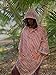 Handmade EUROKA Mens Hooded Khadi Cotton Vegan Poncho with hood Brown Red ethnic block printed patterns gypsy festival ceremony ritual tribal AJJAYA