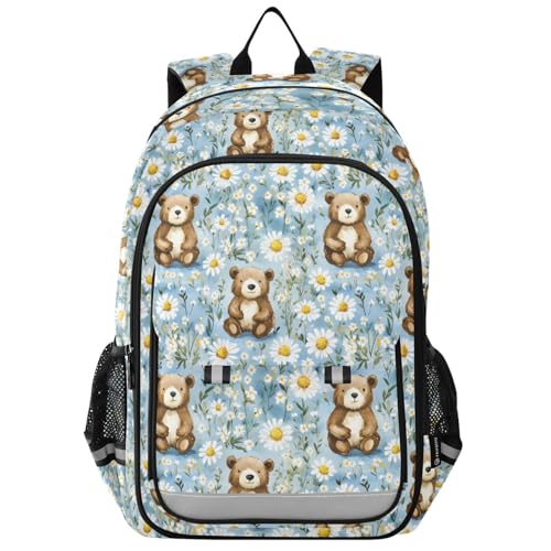 Sac à dos pour ordinateur portable enfants fleur motif ours mignon lycée