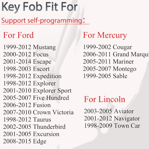 image for SUPALAND Key Fob Keyless Entry Fits for Ford Mustang Focus Explorer Sp