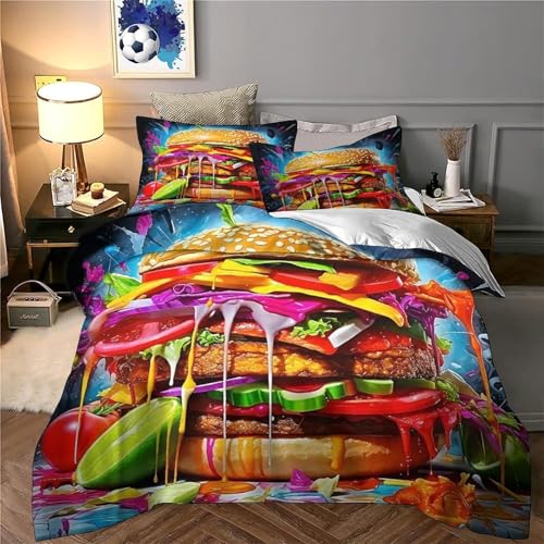 Parure de lit hamburger en microfibre douce avec fermeture éclair pratique