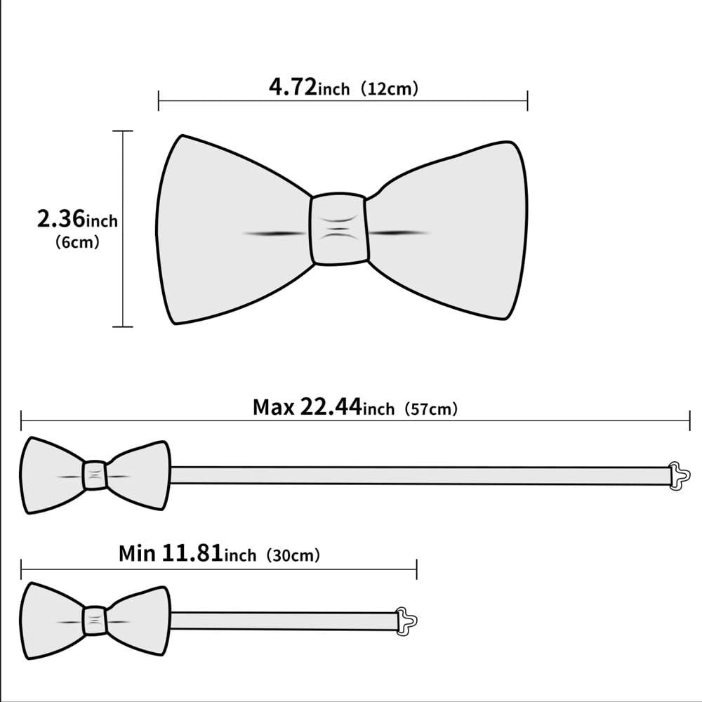 JFDBGU Hankerchief Cufflink Pre-tied Silk Knot Bowtie for Male Business Party Solid Bow Tie