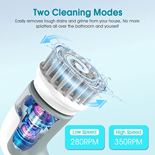 Macmore Electric Spin Scrubber, Shower Scrubber For Cleaning With 2 Speeds, 4 Replaceable Cleaning Heads & 9 Scouring Pads, Power Electric Scrubber For Bathroom, Tub, Tile, Floor, Grout, Car #TOP2