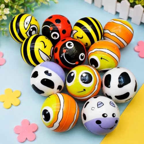 Image of Asera 12 Pcs Colourful Animal & Insect Design Soft Sponge Balls for Kids | Lightweight Indoor & Outdoor Play | Stress Relief Toy | Birthday Return Gifts, Party Favors