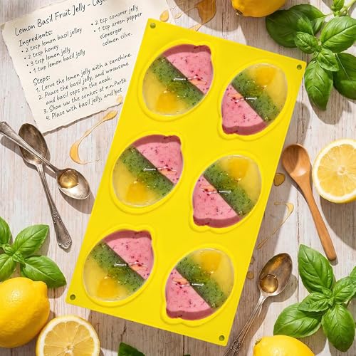 Image of Moldberry Lemon Silicone Mold - 6-Cavity 3D Fruit Shaped Cake Chocolate Jelly Fondant & Ice Cream Molds for DIY Baking Pastry Desserts Pudding Candle Making Non-Stick Multi Use Homemade Treats