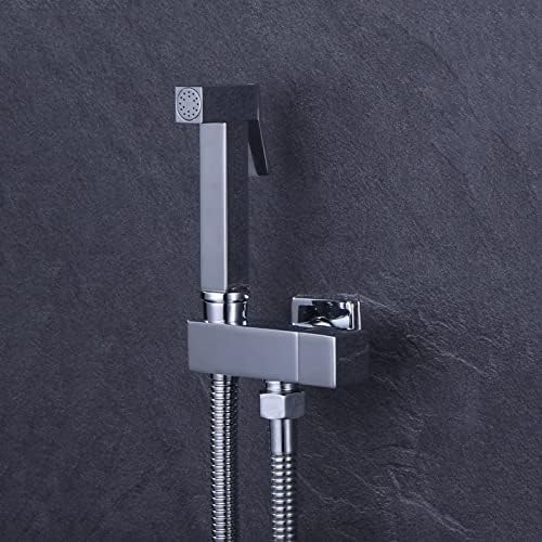 Grifo de agua fría y bidé de mano cromado para higiene íntima en el inodoro