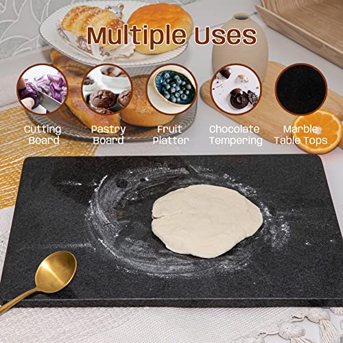 Adolif Natural Black Granite Marble Pastry And Cutting Board, 12X20X0.6 Inch With Non Slip Feets, Heavy For Keep The Dough Cool And Chocolate Tempering, Pack Of 1 #TOP3