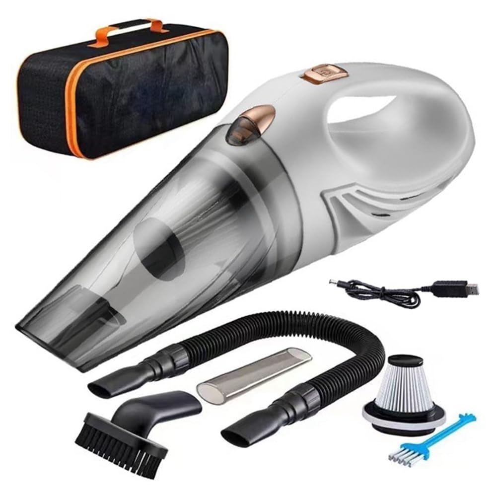 Vjsujehgy Cordless Rechargeable Car Household Vacuum Cleaner High Power Vacuum Cleaner Portable Handheld Vacuum Cleaner White