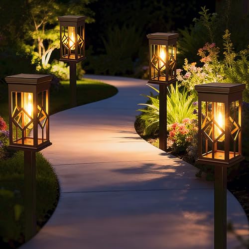 Lotmos 4 Stück Solarlampen für Außen Garten, IP65 Wasserdicht...