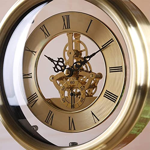 Relógio de mesa antigo, relógio retrô dourado, silencioso, sem tique-taque, operado por bateria, dec