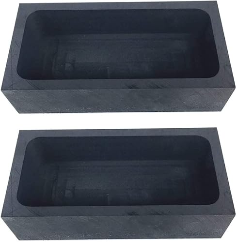 OTOOLWORLD Molde de lingote de grafito dorado y plateado para fundir refinación de fundición (2 piezas, 2.2 lbs)