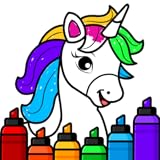 Unicorn Coloring Games for Kids: Free Rainbow Glitter Coloring Book & Drawing for Girls