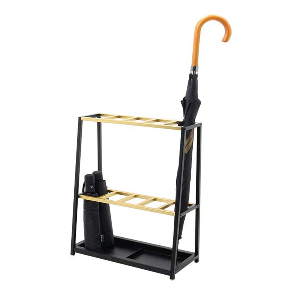 Porte-parapluie métallique double niveau pour modèles longs et courts