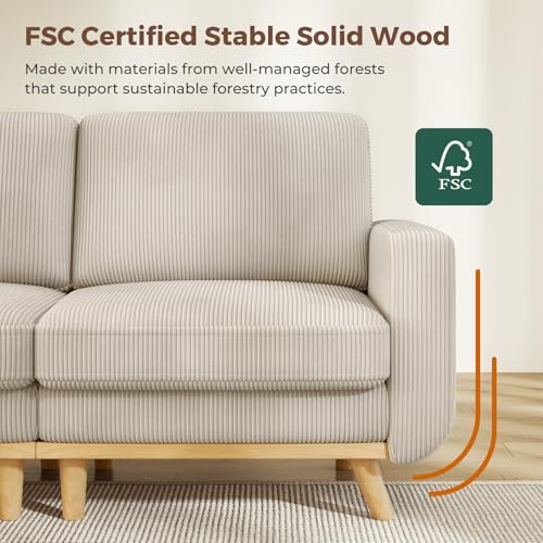 Image of Vesgantti 97 inch Modular Sectional Sofa Light Gray, L-Shaped Couch with Movable Ottoman, Comfy Corduroy Couch with Spring Cushion, Modular Sofa with Deep Seat for Living Room, Bedroom and Apartment