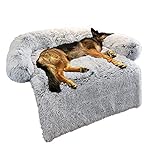 Calming-Dog-Bed-Fluffy-Plush-Dog-Mat-for-Furniture-Protector-with-Removable-Washable-Cover-for-Large-Medium-Small-Dogs-and-Cats-Large45x37x6-Light-Grey