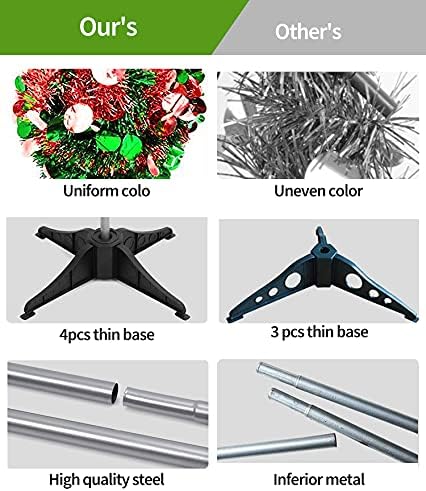EEX 5ft Collapsible Artificial Christmas Tree,Sequin Pensil Tree for Apartment Home Office Store Holiday Decorations with 100 Color Lights Battery Operated 2 Modes