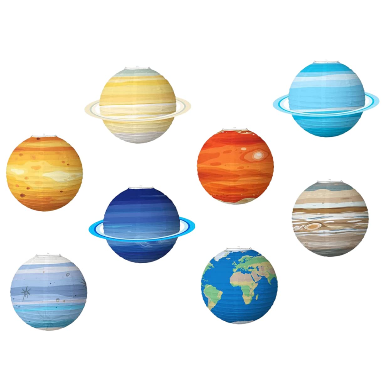 Amosfun 2 Sätze Partyzubehör Zum Thema Weltraum Room Decoration Dekoration Kinderzimmer Laternenpapier Erde Zinn Gastgeschenke Zum Thema Weltraum Hängende Weltraumlaternen 8 Stück * 2