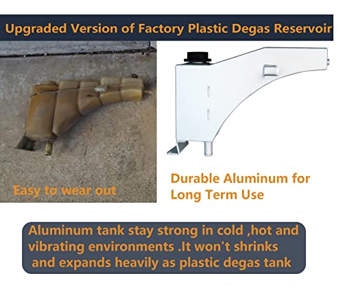 Aluminum Engine Coolant Recovery Degas Bottle Engine Coolant Reservoir Compatible With 1999.5-2003 Ford 7.3L With Sight Glass #TOP1