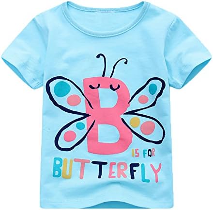 LuckyRabbit Girl Short Sleeves Butterfly Cotton Tee 6T