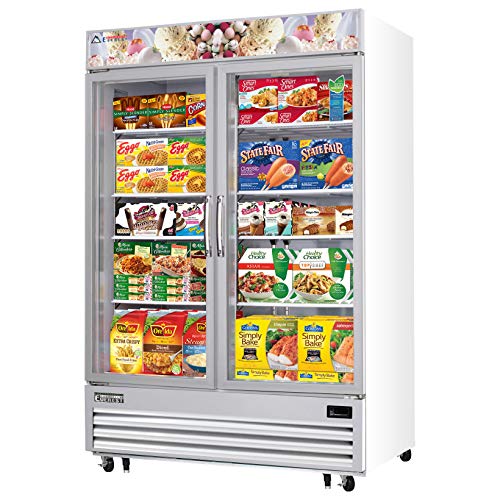Everest Refrigeration EMGF48 54-3/4' Double Swing Glass Door Reach-in Merchandiser Freezer, 48-Cubic Feet, NSF