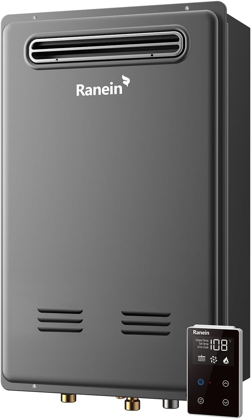 Ranein Natural Gas Tankless Water Heater, Outdoor Max 8.5 GPM, 190,000 BTU Instant Hot Water Heater
