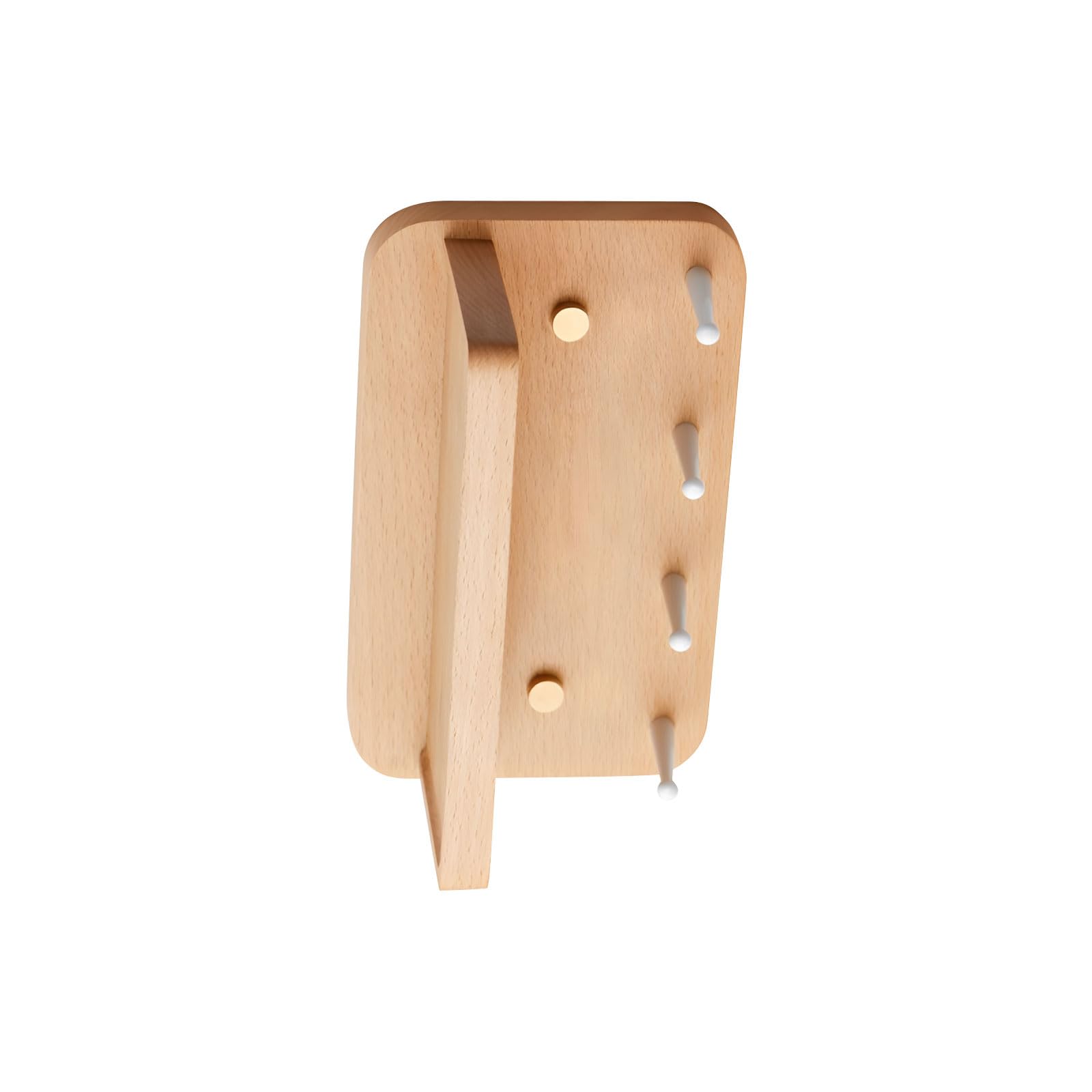 Tsophreniq Stylish Hanger with 4 Metal Hooks and Wooden Base for Mail Organization in Entryway Wall Mounted Holder