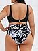 CUPSHE Women's Plus Size Swimsuit Two Piece Bathing Suit High Waisted Cutout Floral Bikinis with Back Hook 1X, Black