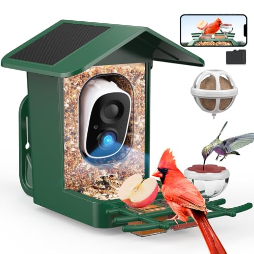 PeckCam® Bird Feeder with Camera Solar Powered, AI Identify & Auto Capture with 32GB Card, 2K HD Live Video Smart Bird Feeder Camera Instant Notifications in Backyard, Gift for Bird Lovers