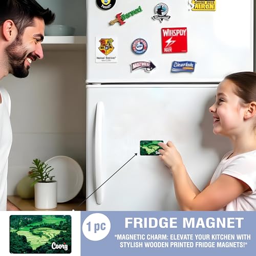 Image of Elegant Fridge Magnet with Themes |Rectangular Size Refrigerator Magnet with Magnetic Rubber Back | Pack of 1, 8.6cm X 5.4cm (Coorg - Design 1)