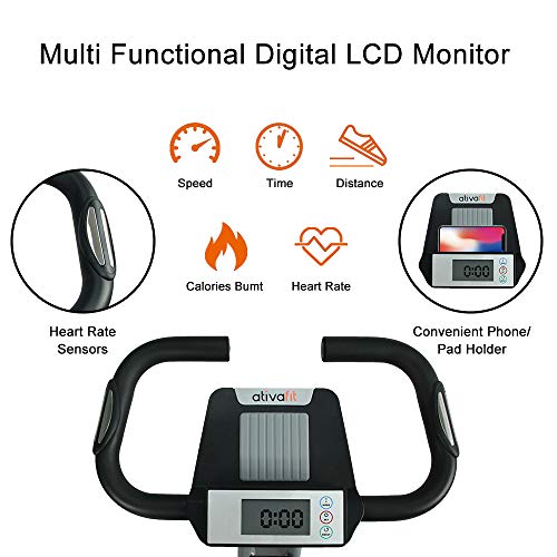 ATIVAFIT Indoor Cycling Bike Folding Magnetic Upright Bike Stationary Bike Recumbent Exercise Bike (Large Seat)