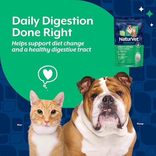 Image of NaturVet Digestive Enzymes with Pre & Probiotic for Dogs & Cats - 10 oz | Supports Diet Changes & a Healthy Digestive Tract, Powder Pouch