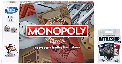 Image of Monopoly Deluxe Edition Game & Hasbro Gaming Battleship Card Game