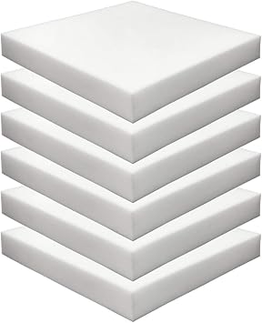 Foamma 6-Pack 1" x 18" x 18" High Density Upholstery Foam, Chair Cushion Square Foam for Dining Chairs, Wheelchair Seat Cushion Replacement