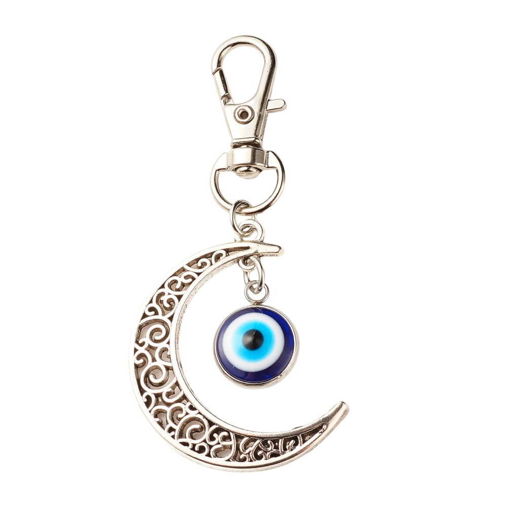 VIE Evil Eye Silver Moon Keychain