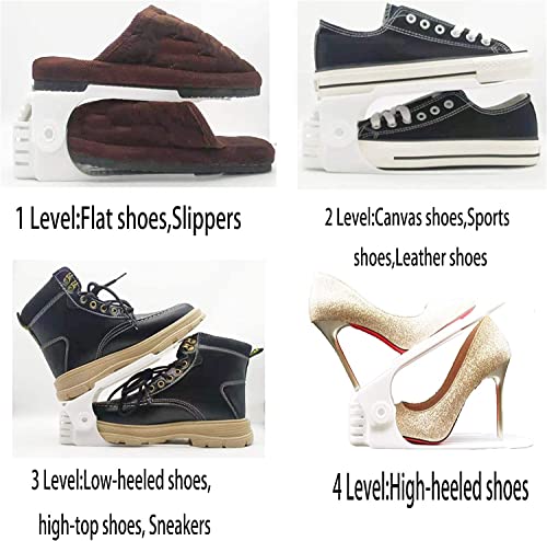 Risetex Shoe Slots Organizer 12 Pack,Shoe Organizer For Closet,Shoe Stacker Increase Space By 200%,Adjustable 4 Level Shoe Space Savers,Double Deck Shoe Rack Holder For Closet (12Pack-White) #TOP4