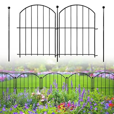 Decorative Garden Fence 17in x26ft, 26 Pack Rustproof Metal No Dig Fence Animal Barrier for Dog, Arched Flower Bed Edging Ornamental Wire Border Panel Fencing for Yard Patio Outdoor Decor