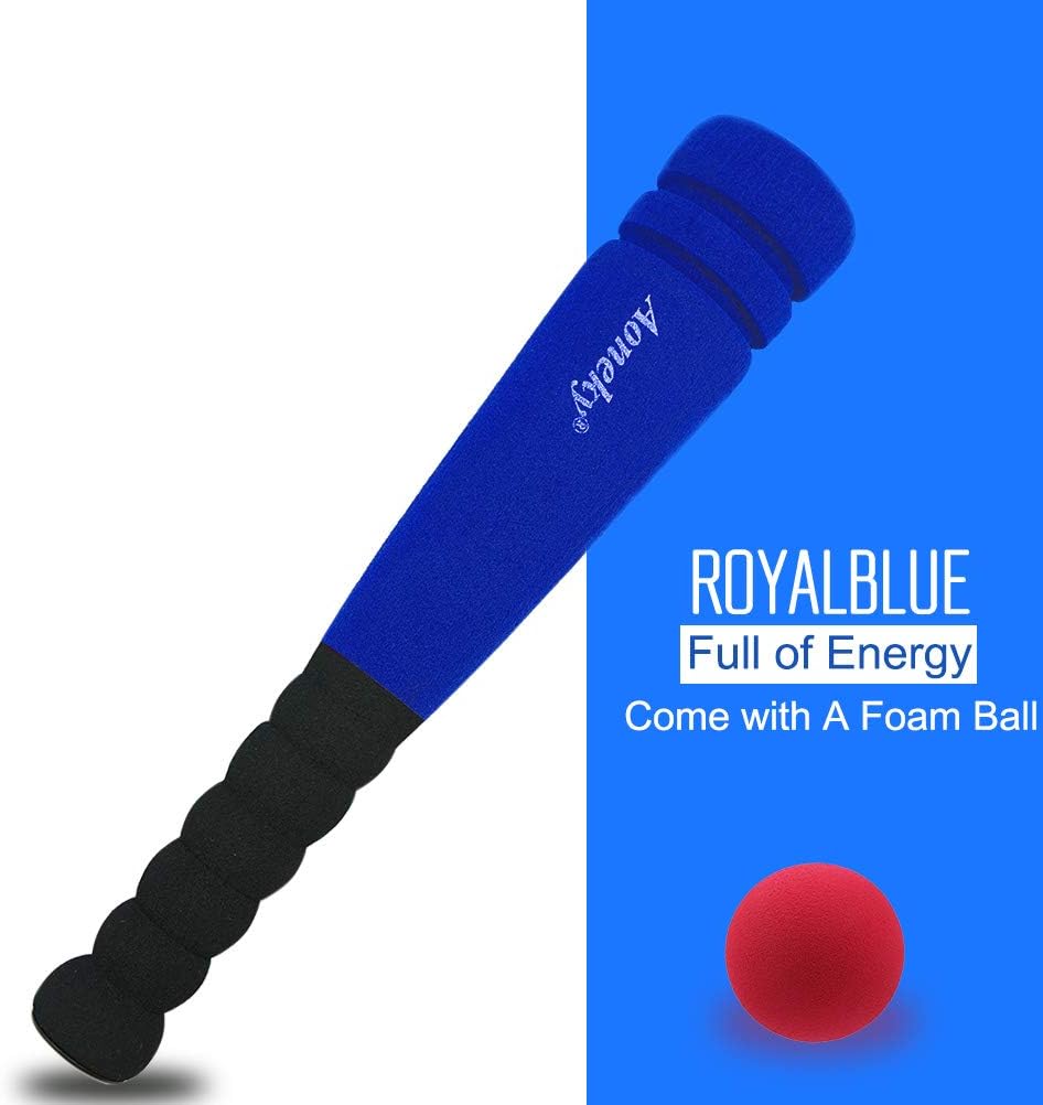Aoneky Soft Foam Baseball Bat and Ball Set for Toddlers 1-3, 11.8 Inch All-Foam Safety T Ball Toy for Indoor Outdoor Play, Lightweight Mini Bat with Easy Grip (Blue)