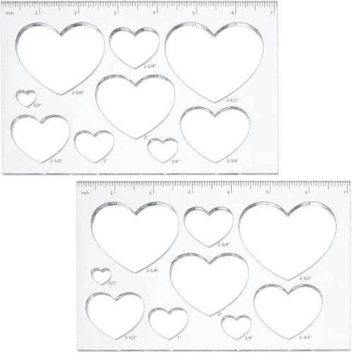 PH PandaHall 2 plantillas de incrustaciones de corazón 9 en 1, plantillas de enrutador, plantillas acrílicas, regla de dibujo, herramienta de
