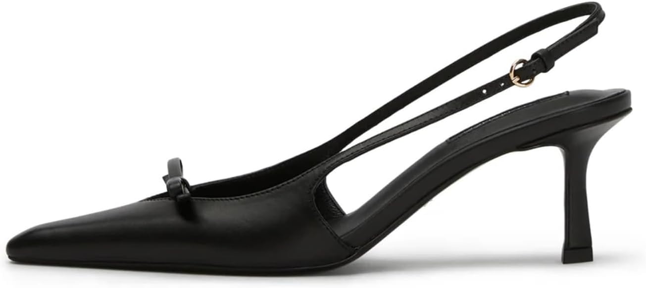 MAVMAX Slingback Heels for Women Kitten Heels with Bow Pointed Close Toe Pumps Dress Party Heeled Sexy Wedding Shoes