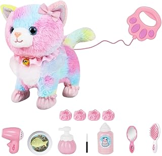 Lotvic Cat Toy for Children, Interactive Plush Cat with Walking, Barking, Tail Wagging, Cat Toy Children, Electronic Cat Pet, for 2 3 4 5 Years Old