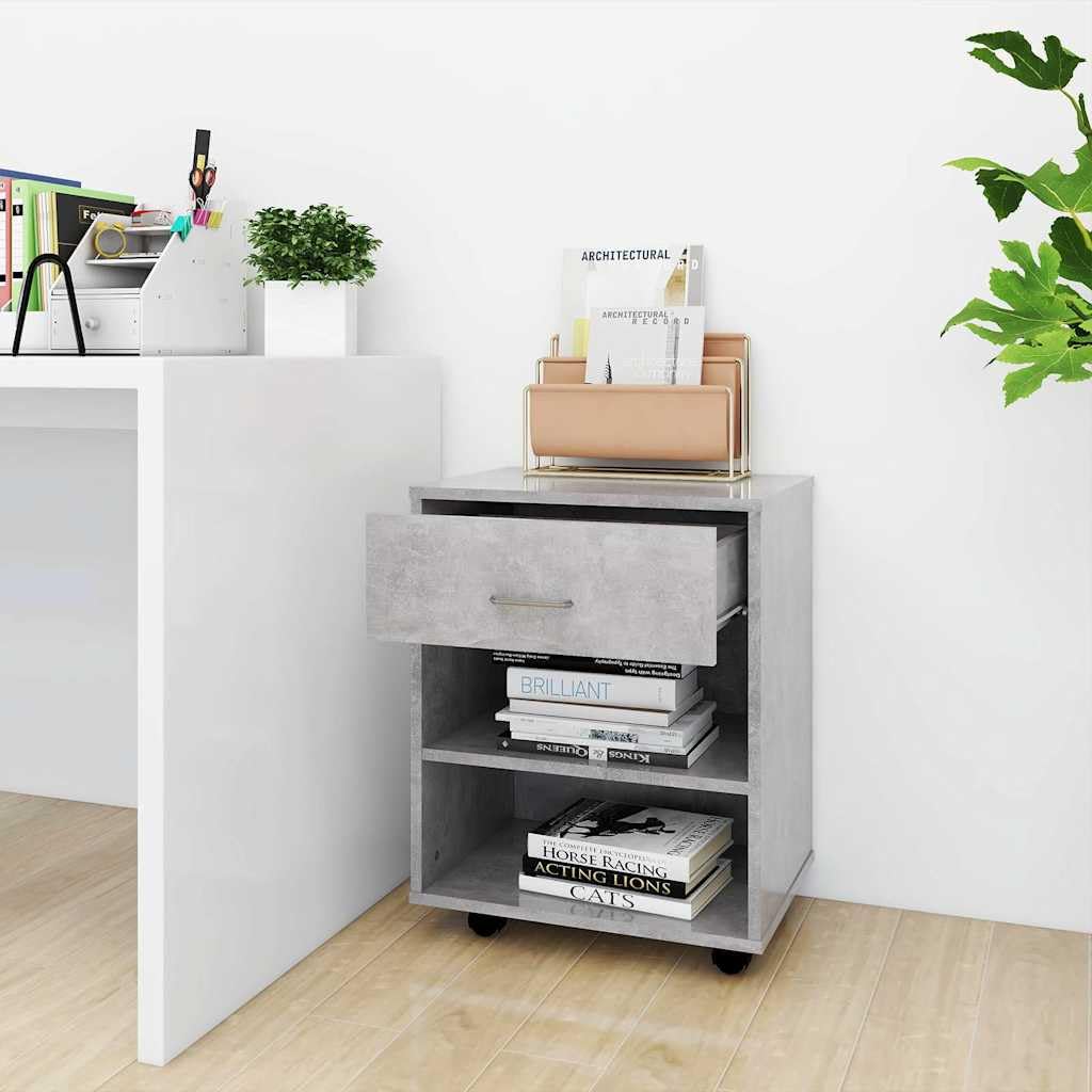 Mobiletto Con Ruote Grigio Cemento 46x36x59cm Legno Multistrato