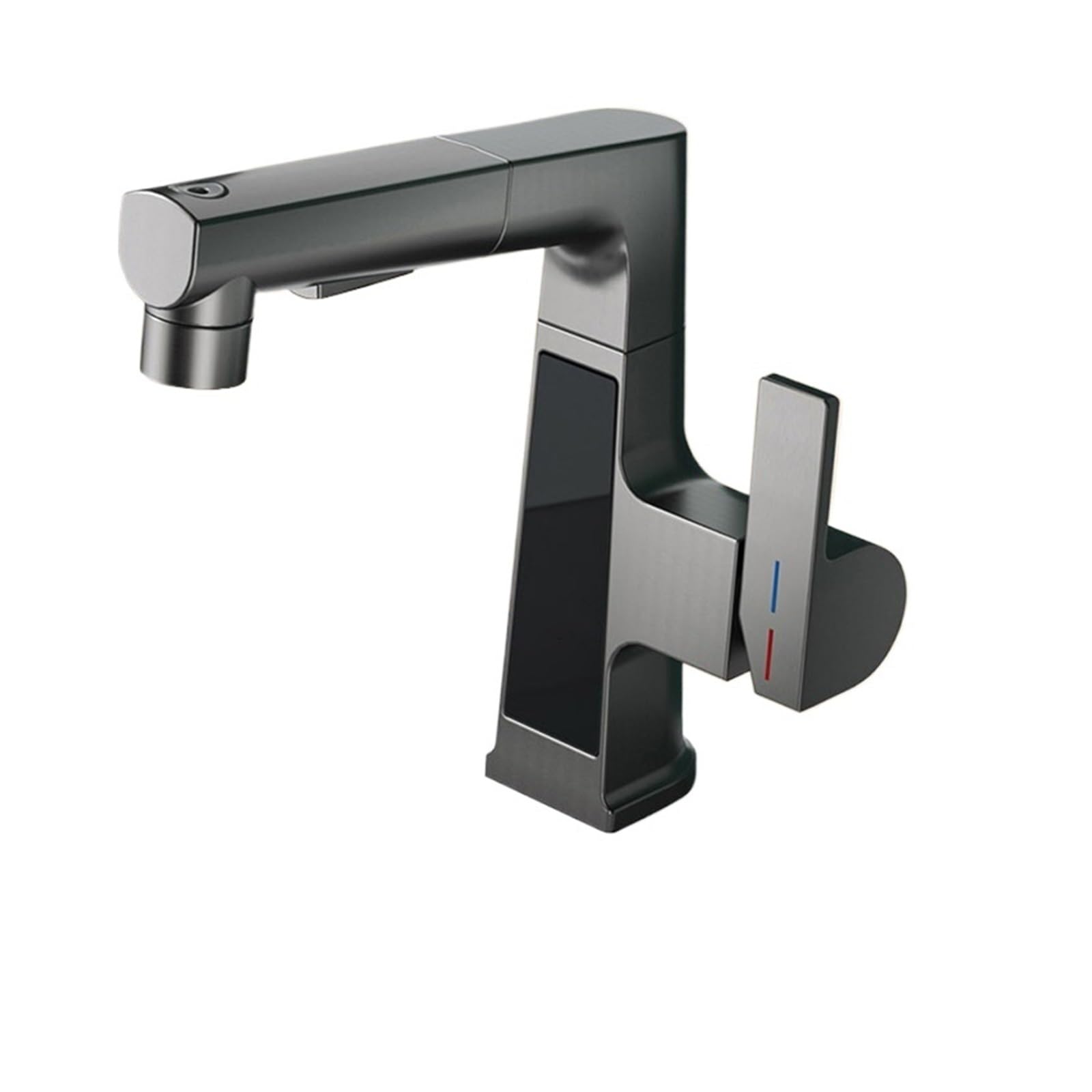 CVFRDD Digital Display Pulling Faucet, ligent Temperature Sensor Brass Washbasin Taps, Rotating Lifting Cold And Hot Water Mixer Tap(Gun Grey Intelligent)