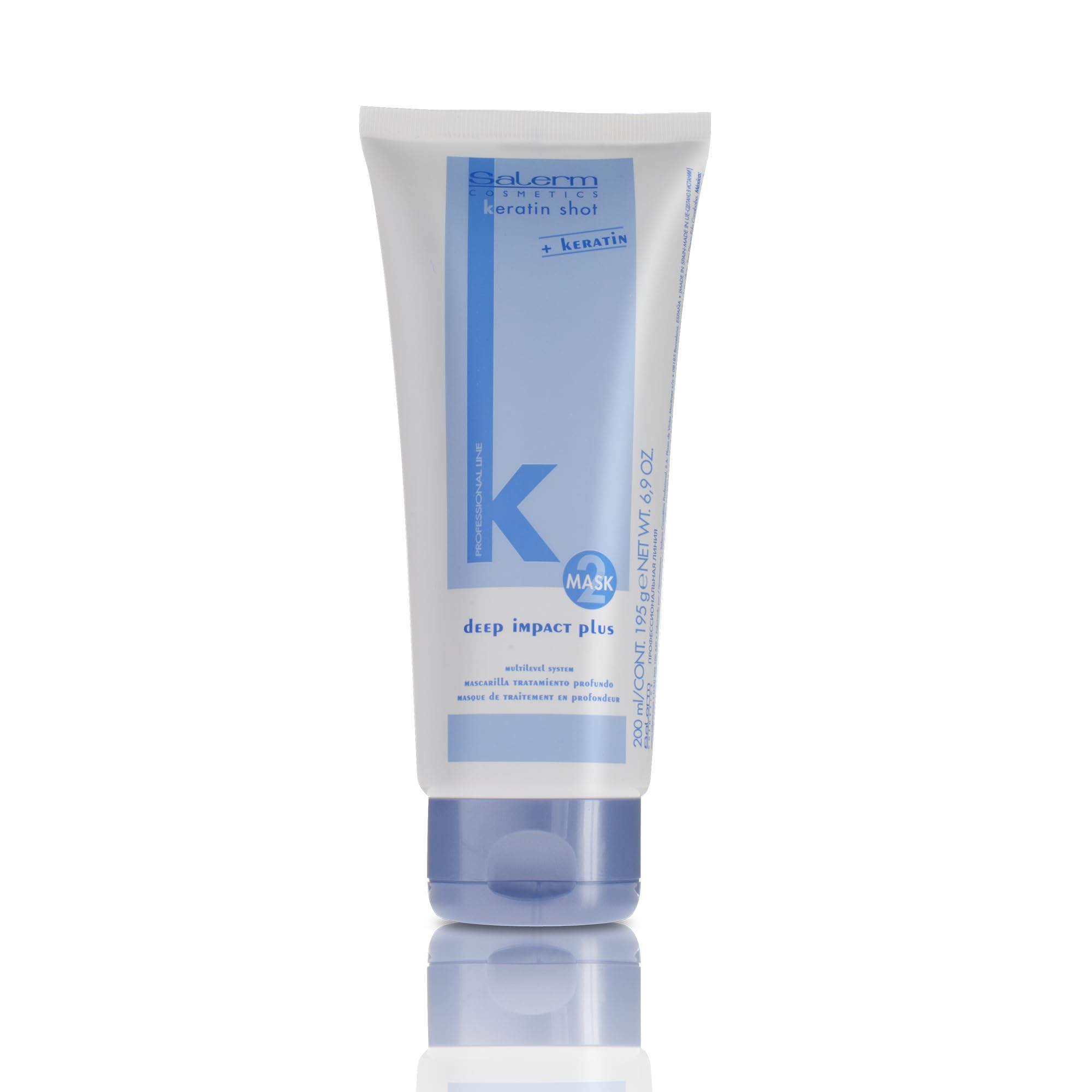 SALERM - Mascarilla Hidratante para el Cabello - Deep Impact Plus - 200 ml - Hidratación Profunda Cabello - para Uso de los Tratamientos de Alisado de la Familia Keratin Shot - Cabello Suave y Liso